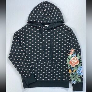 O'Neill Black Pullover Hoodie with Multicolor Floral Sleeve